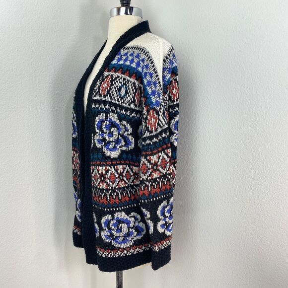 Ecote Knit Cardigan Sweater XS Fair Isle Rose Open Front Boho Peasant Academia - Picture 5 of 11